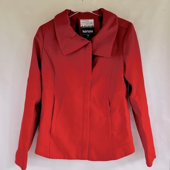 Kensie Orange  Felted Lined Coat Size Large Full Zip with Zip  Pockets - Picture 1 of 9